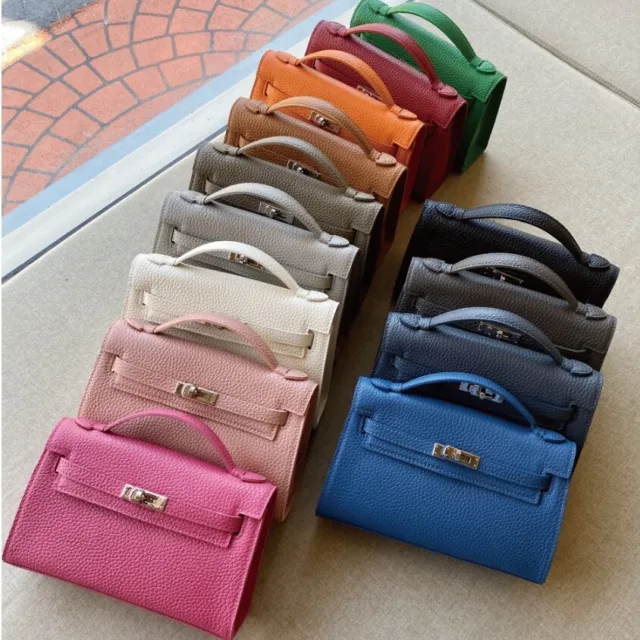 MINI PADLOCK CLUTCH CROSSBODY BAG ~ [made in Korea] Togo Genuine Leather Handbag