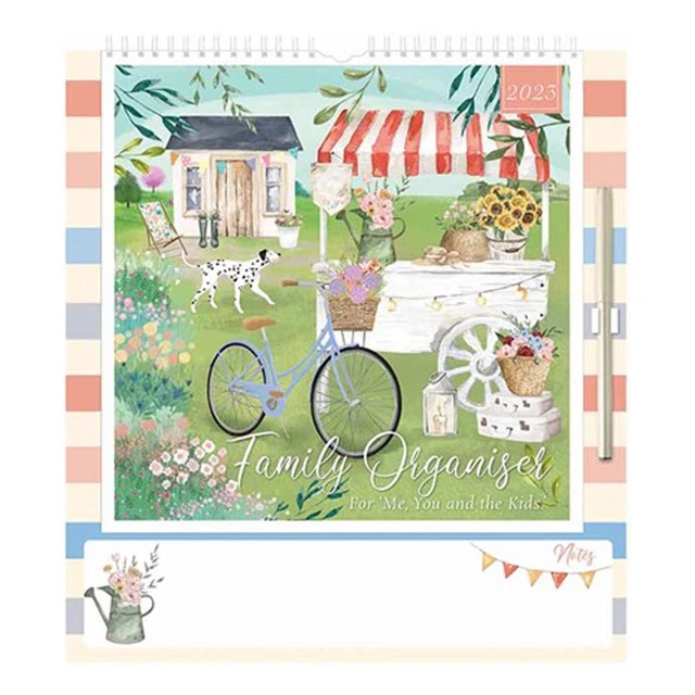 2023 FAMILY ORGANISER Calendar with Note Board and Pen Garden 10.58