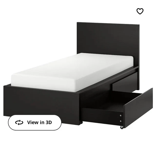 IKEA MALM SINGLE Bed Frame + 1 Drawer Good Condition, Dark Brown