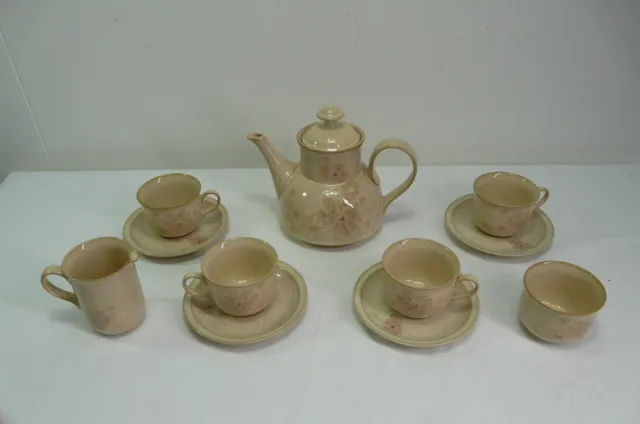 Denby Sandalwood Tea Pot Cups & Saucers Sugar Bowl Milk Jug - Thames Hospice