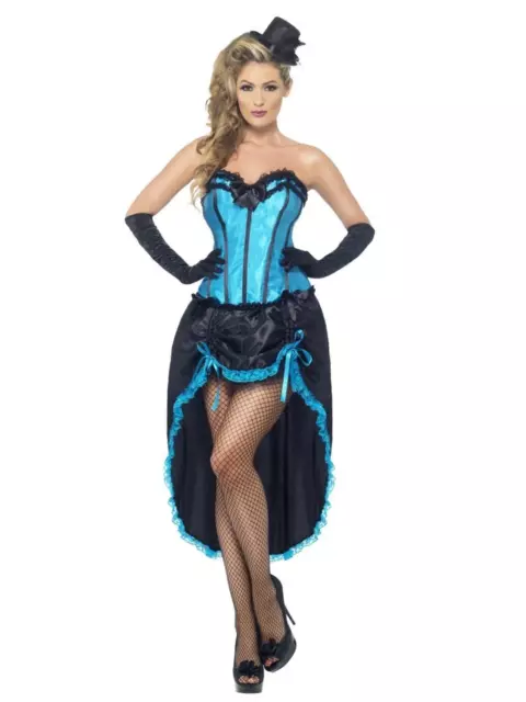 Blue Black Burlesque Dancer Can Can Moulin Rouge Dancer Costume Show Girl