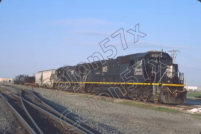 Original Slide- IC Illinois Central SD70 #1025 & Train At Galesburg, IL. 4/22