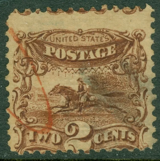 EDW1949SELL: USA 1869 Scott # 113 Verwendet. Schwarz, Rot Cancel. Katalog