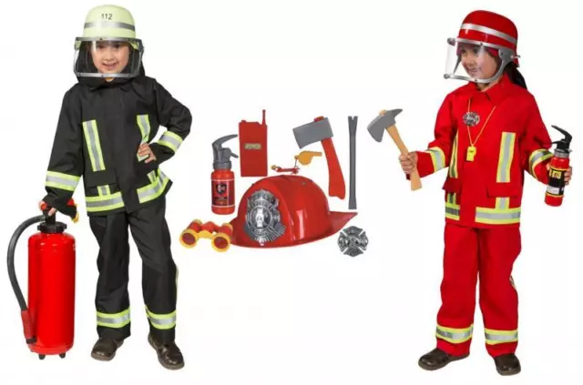 FEUERWEHRMANN FEUERWEHR ANZUG Kinder Kostüm Uniform Helm Feuerwehrhelm  Junge EUR 34,99 - PicClick DE