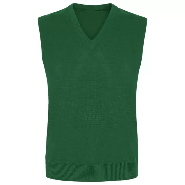 Boys Girls Green V Neck Sleeveless Knitted Tank Top Jumper School Uniform