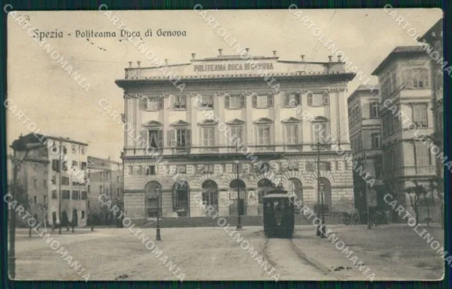 La Spezia Città Teatro Politeama Duca di Genova Tram cartolina QZ7339