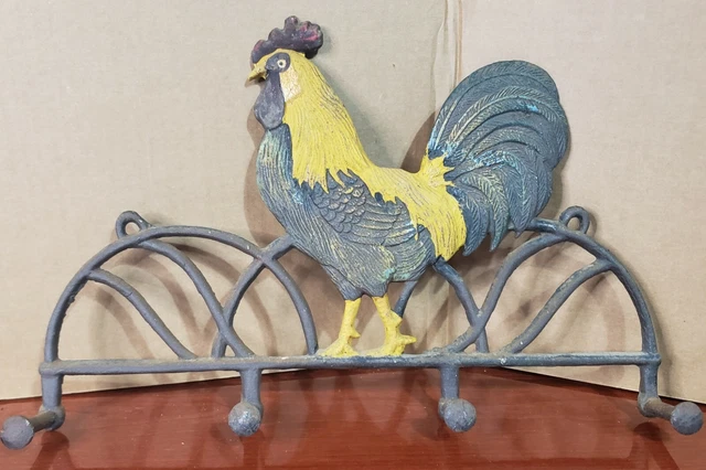 Cast Iron Rooster Coat Hanger+Towel