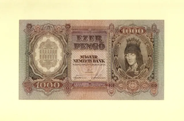 Ungarn / Hungary 1000 Ezer Pengo 1943 P-116 Vf++ Magyar Nemzeti Bank