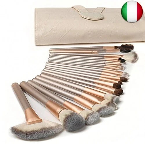 18 Pezzi Pennelli Trucco Set di Pennelli Trucco Con Custodia da Viaggio Manico