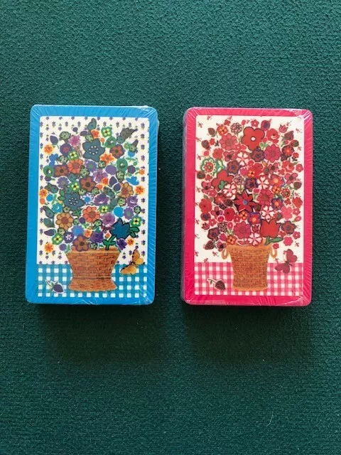 2 decks - floral theme bridge-sized playing cards - Sealed!