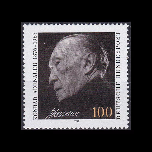 Bund BRD 1992 Mi 1601 25. Todestag Dr. Konrad Adenauer 100 Pf sauber postfrisch