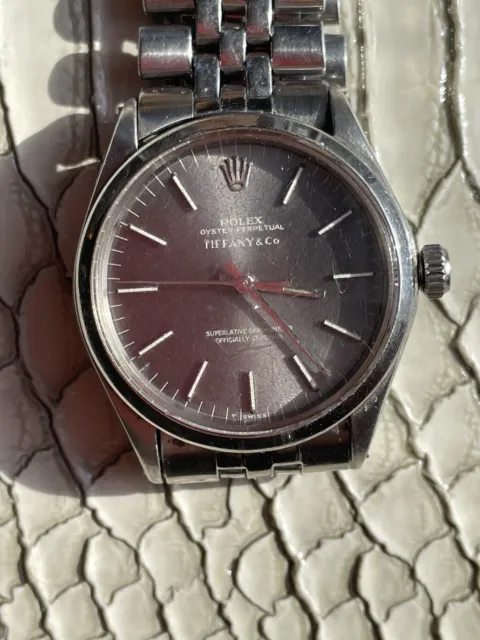 Rolex mens watch, Tiffany & Co. Gray Dial, Oyster Perpetual, Jubilee Bracelet