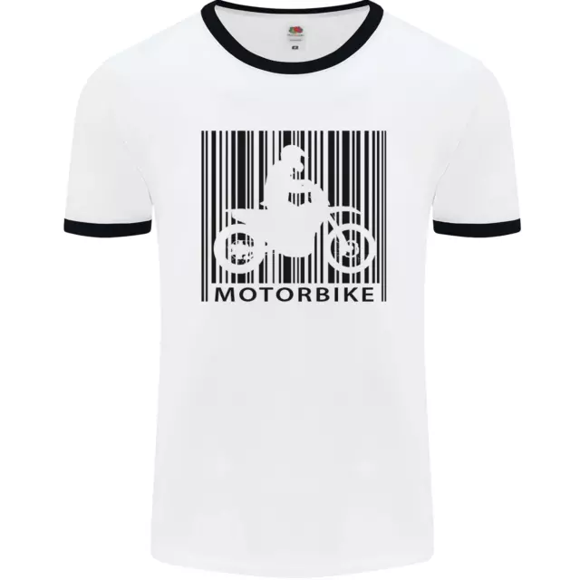T-shirt Ringer Moto Codice a Barre Biker Motociclo Uomo