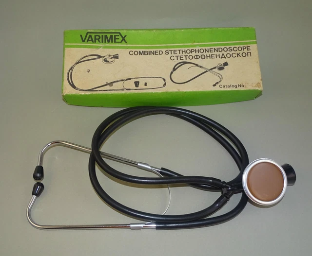 Vintage Doctor Stethoscope w/ Black Tubes Polska Patent Nr.191431 ,Boxed