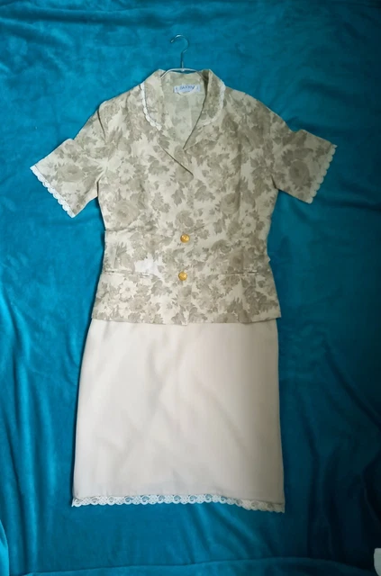 completo giacca misto lino +gonna Alba Fornari vintage tailleur/ blazer+ skirt