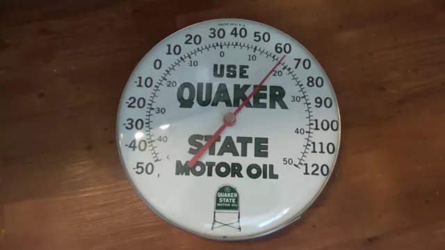 VTG  Quaker State Motor Oil Thermometer “Use Quaker” Gas & Oil Advertising Works