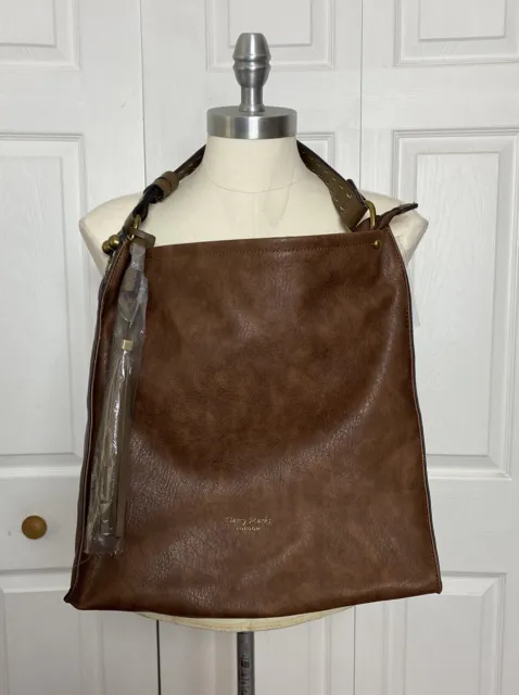 NWT Darcy Marks Brown Faux Leather Handbag Purse Tassel Shoulder Tote Bag NEW