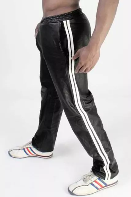 Pantalon en cuir pour homme Pantalon Slim Biker Fit Jeans pour homme Style...