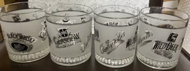 Set of whisky glasses Ballycastle, wild deer, bounty, black, Glasgow x 4