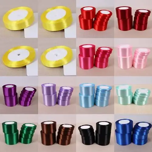 25 Yards Satin Ribbon 6/10/12/15/20/25/40/50/80mm Craft Wedding Party Favor DIY