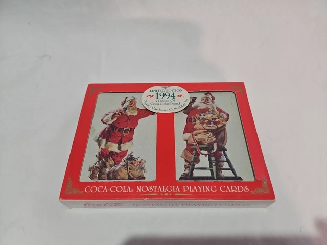 Coca-Cola Christmas Santa Nostalgia Playing Cards W/Tin 1994 Limited Edition New