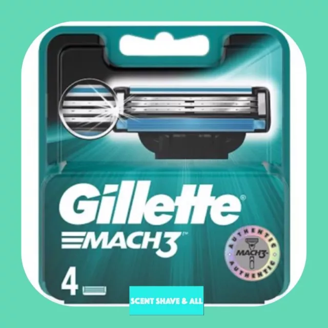 Gillette Mach3 Shaving Razor Blades 4 Pack New 100% Genuine - Fast Free Postage