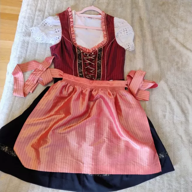 Damen Dirndl Kleid Spieth Wensky Gr. 38 Rot Schwarz Mit Bluse Gr. 36 Weiß