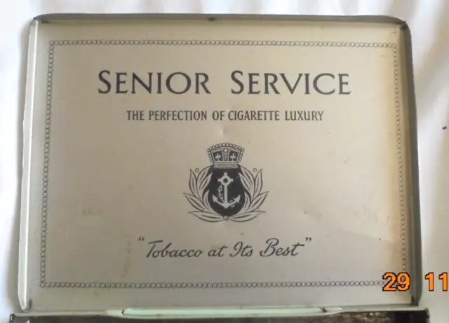 Vintage SENIOR SERVICE Cigarettes Tin (50 Capacity) 5.75" x 4.25" 2