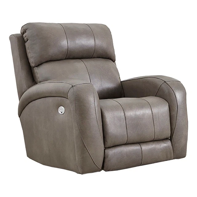 Southern Motion Dawson Leather Power Headrest Rocker Recliner in Gray
