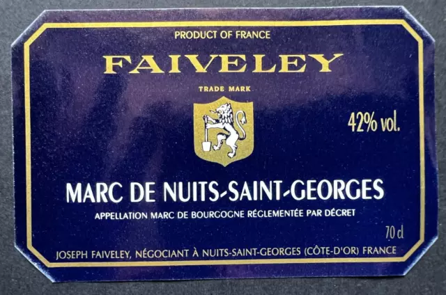 Marc De Nuits-Saint-Georges Bourgogne Faiveley Alcool Ancienne Étiquette 1970