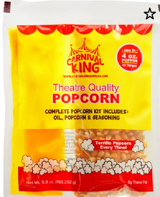 4 oz. Popper - 48/Case  Mega Pop Popcorn Kit Kernels and Flavoring Snacks New**