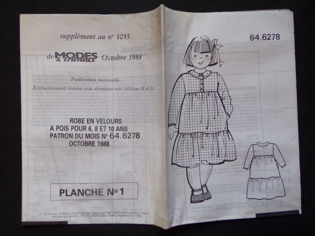 patron coutre de robe fille taille haute manches boules du 2-10 ans