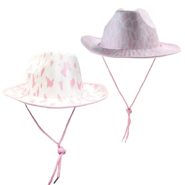 PINK COW PRINT Cowboy Hat Funny Bachelorette Party Hats For Bridal