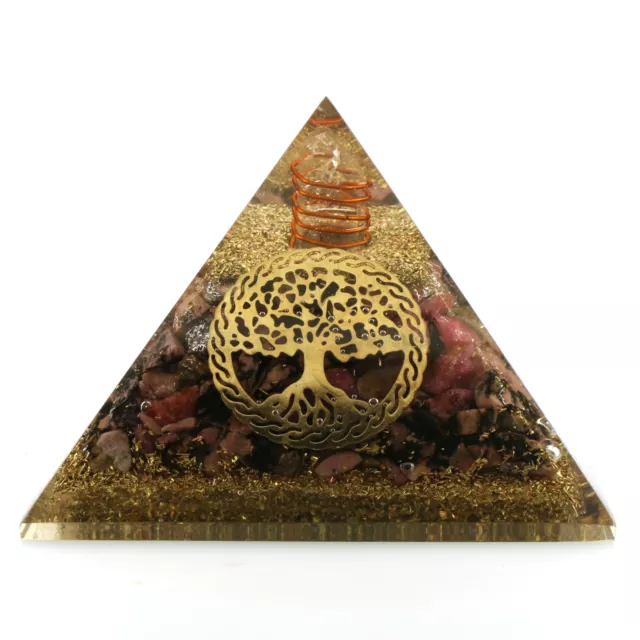 Natural Rhodonite Orgone Pyramid Extra LARGE 75mm 3in EMF & 5G Protection 2