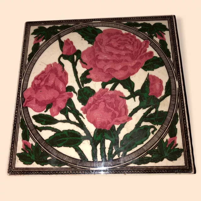 Ironbridge Ceramics Tile Trivet Pot Teapot Stand Art Nouveau Style Floral Arts