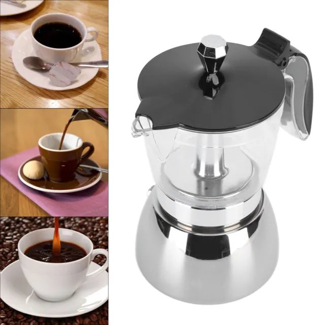 6 Cups Stainless Steel Coffee Pot Italian Octagonal Household Brewing☜
