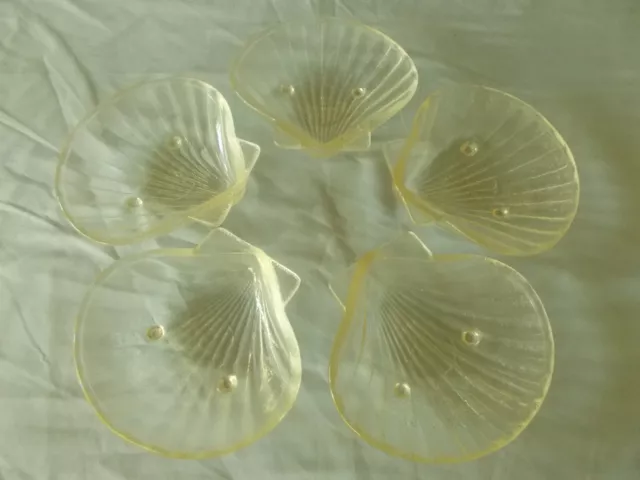 Clear Glass Scallop Trinket Dishes Set of 5 (five) 5 1/2 x 5 inches