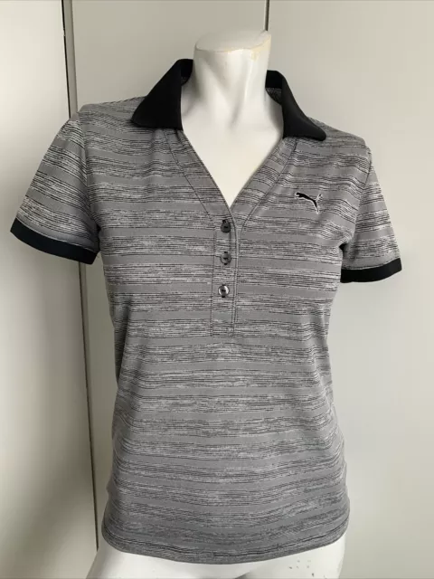 PUMA Dry Cell women’s XS gray V-neck short sleeve polo shirt golf