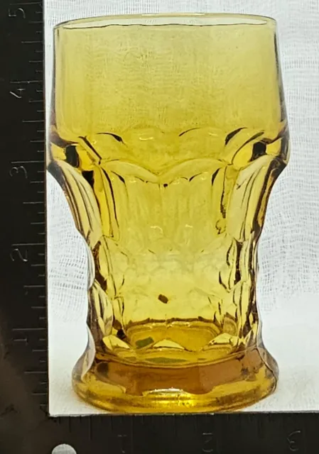 Anchor Hocking Georgian Glass Paneled Tumblers Amber Gold 5.0" Vintage