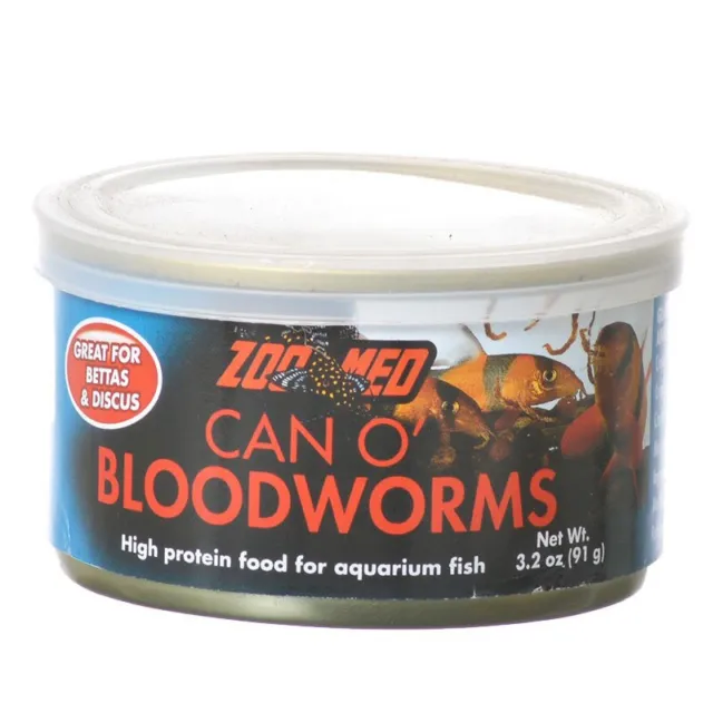 Zoo Med Can O' Bloodworms High Protein Food for Aquarium Fish -Aquarium [3.2 oz]