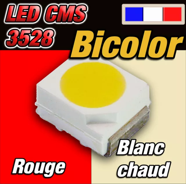 142# LED CMS 3528 bicolor rouge / blanc chaud 10 à 100pcs -- red / warm white