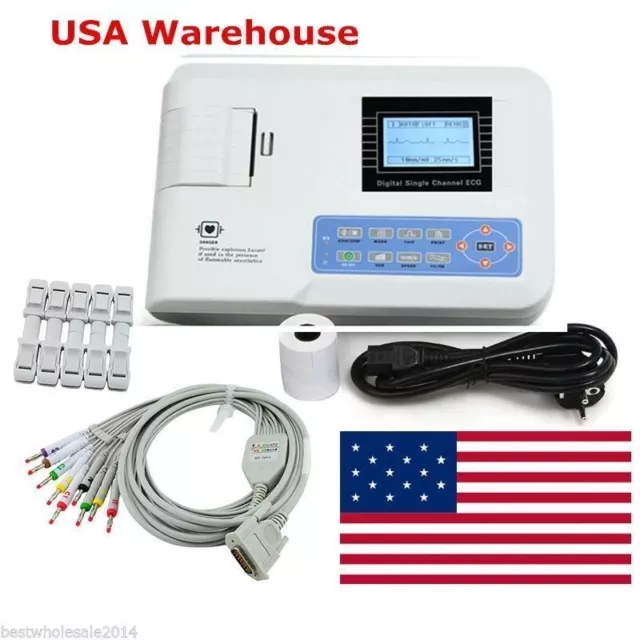 NEW 1- channel 12-lead Electrocardiograph ECG EKG Machine FDA/CE APPROVED