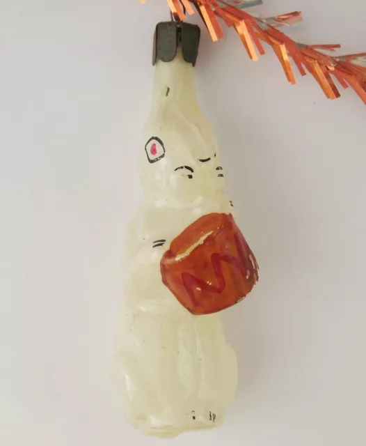 HARE RABBIT Glass Vintage Decor XMAS.CHRISTMAS White Ornament Russia SOVIET USSR