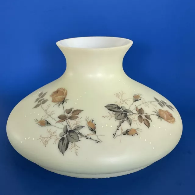 Vintage GWTW 10" Fitter Roses / Oil Or Electric Glass Tam-O-Shanter Lamp Shade