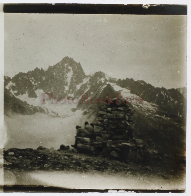 FRANCE Tête de la Maye Massif des Écrins Photo 1930 Plaque de verre Stereo 