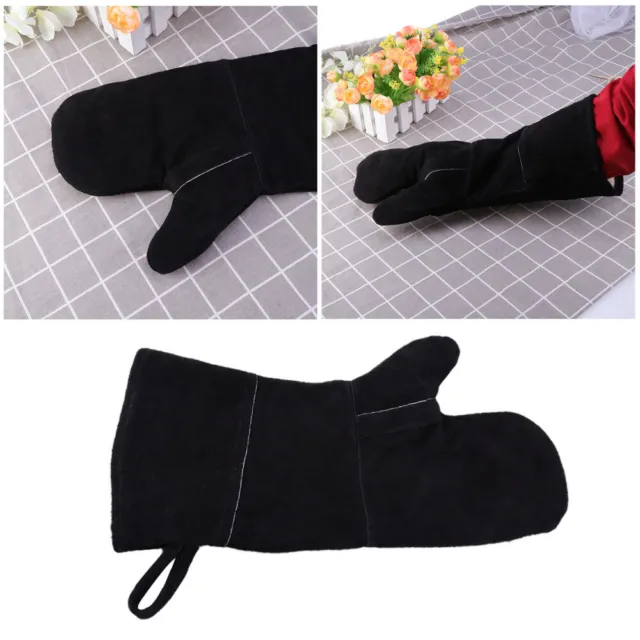 baking grill gloves Welding Heat Fire Resistant Leather Glove Stove Fireplace o