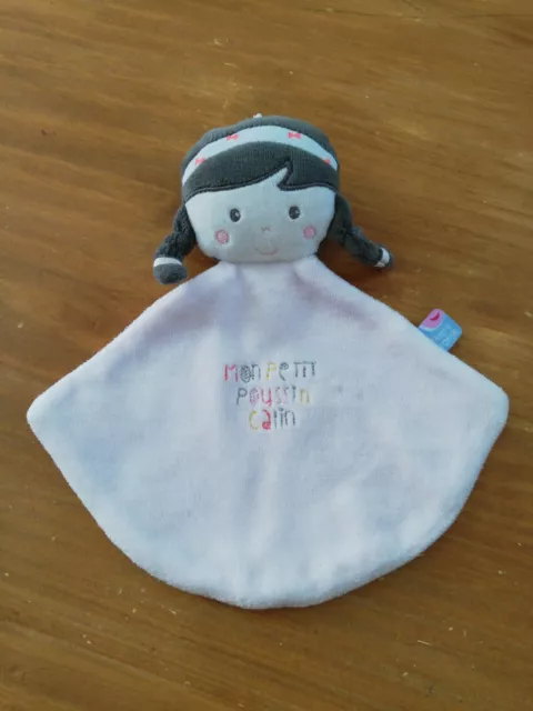 Doudou Sucre D'orge Fille Plat Rose Nattes Mon Petit Poussin Câlin