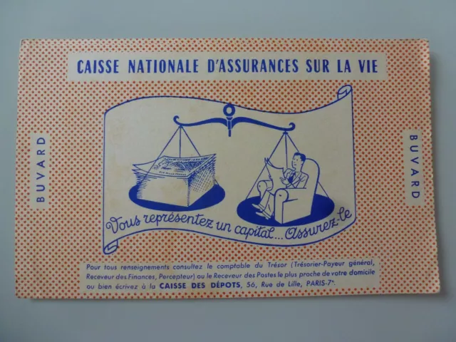 Caisse Nationale D'assurance Sur La Vie / Buvard Publicitaire  Ancien