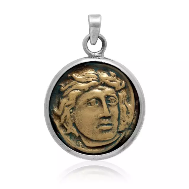 Sterling Silver Brass Helios Sun God Rose Rhodes Greek Tetradrachm Stater Coin