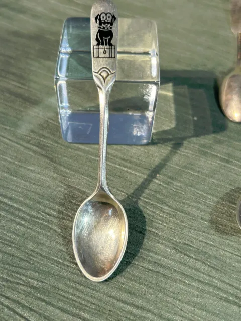 Sterling Silver Baby Spoon With Enameled Dog - 4"  - W & S Soerensen -Denmark